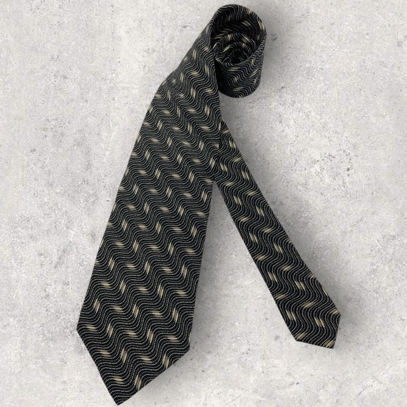 PAL ZILERI Black/Beige Geometric Silk LUXURY Tie ITALY - Picture 1 of 5
